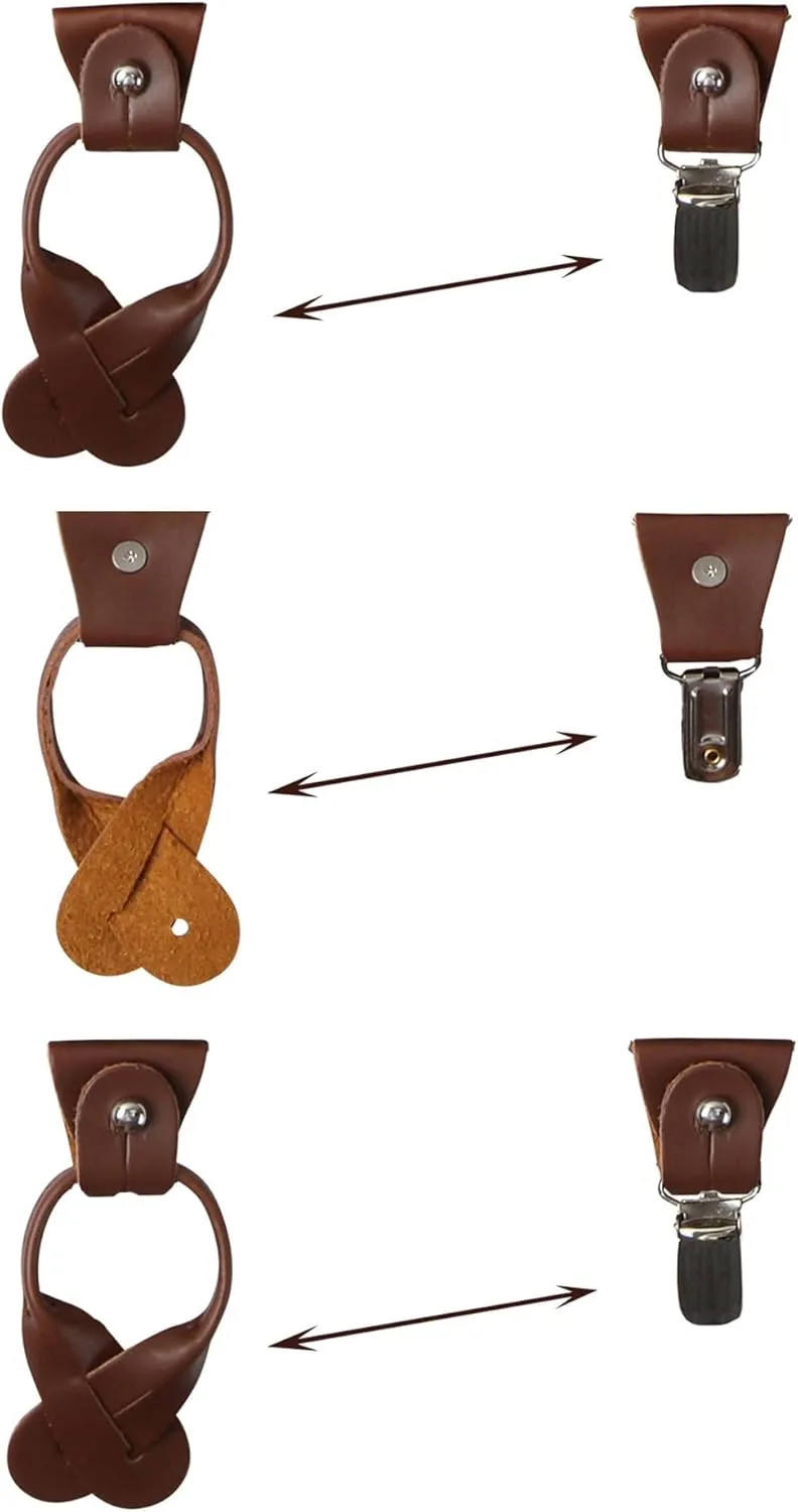 Jacob Alexander Men's Polka Dot Y-Back Suspenders Braces Convertible Leather Ends and Clips