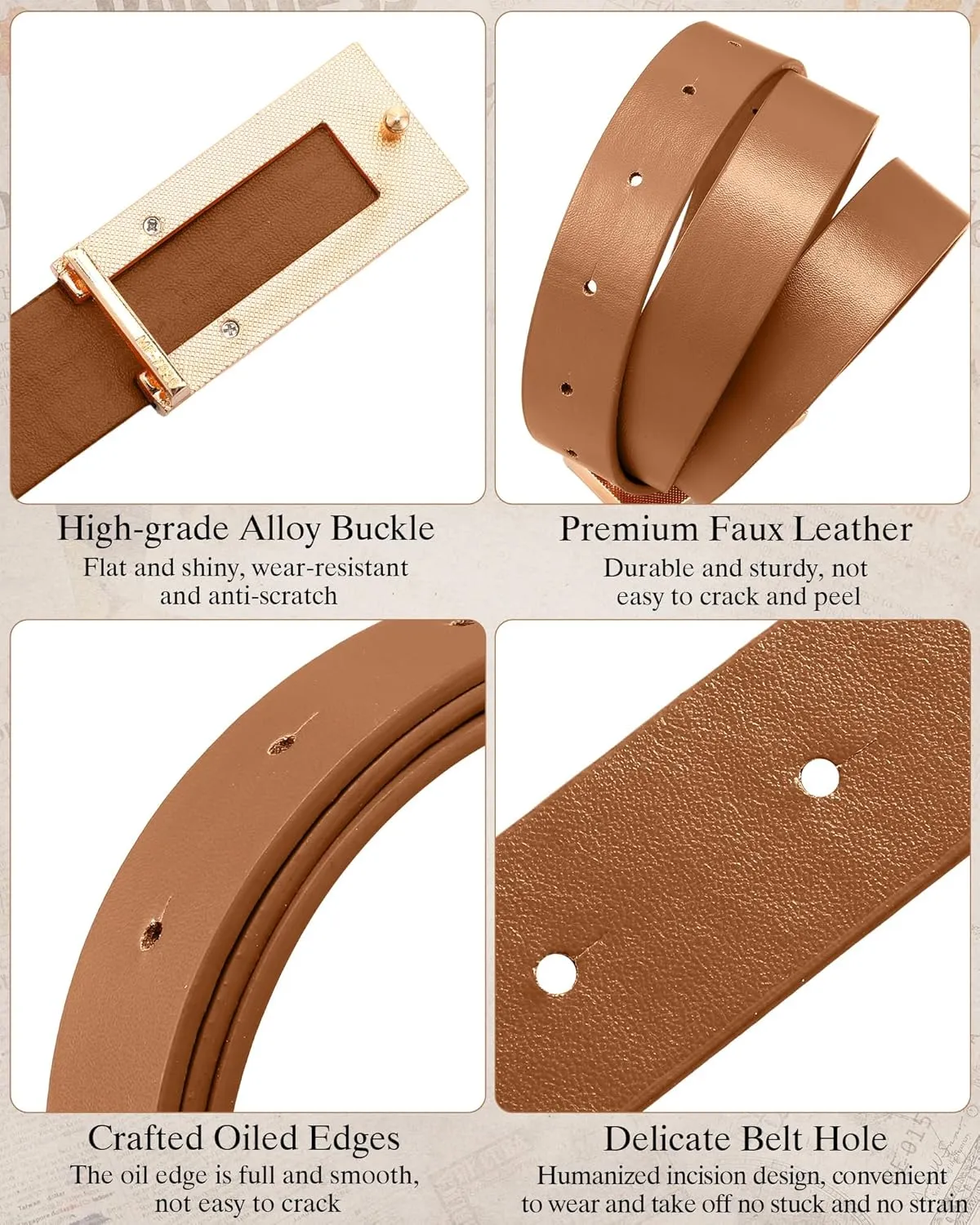 JaGely 5 Pcs Women Skinny Leather Belts Thin Women Waist Belt for Dresses Jeans Pants with Gold Buckle