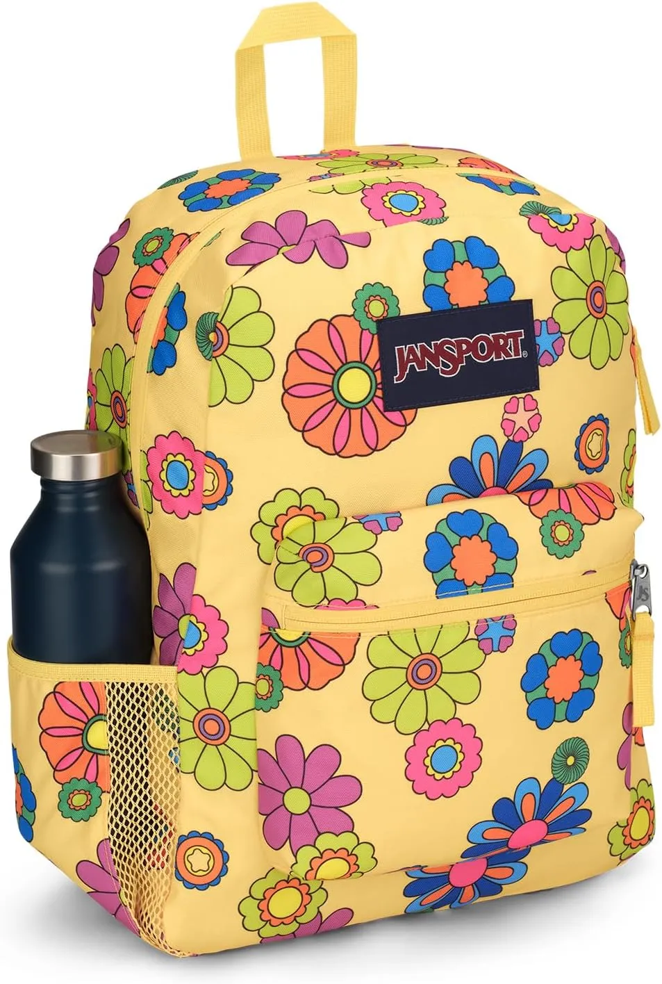 JanSport Cross Town Backpack 17" x 12.5" x 6" - Simple Bag for Everyone with 1 Main Compartment, Front Utility Pocket - Premium Class Accessories - Power to the Flower