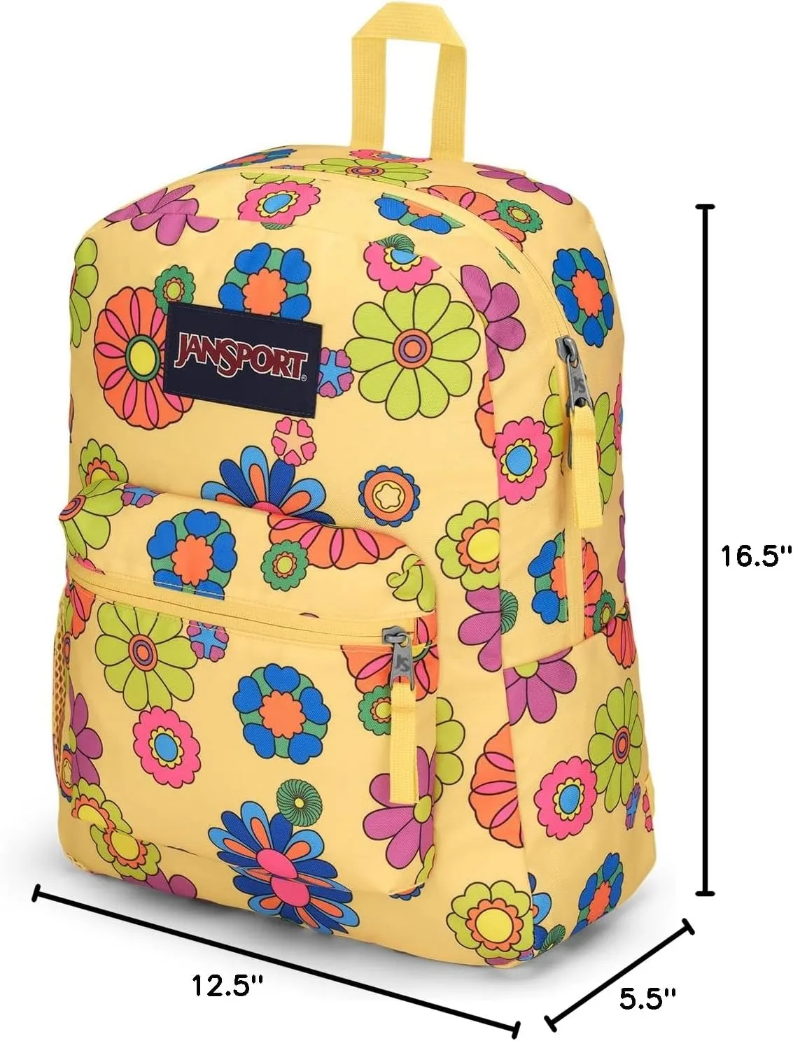 JanSport Cross Town Backpack 17" x 12.5" x 6" - Simple Bag for Everyone with 1 Main Compartment, Front Utility Pocket - Premium Class Accessories - Power to the Flower