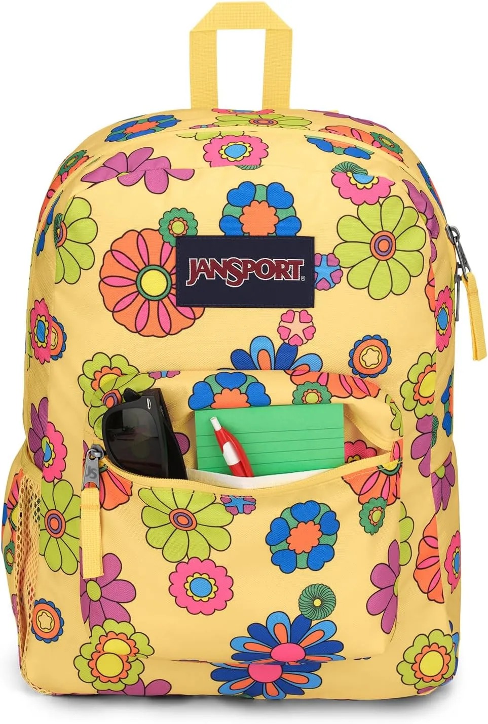 JanSport Cross Town Backpack 17" x 12.5" x 6" - Simple Bag for Everyone with 1 Main Compartment, Front Utility Pocket - Premium Class Accessories - Power to the Flower