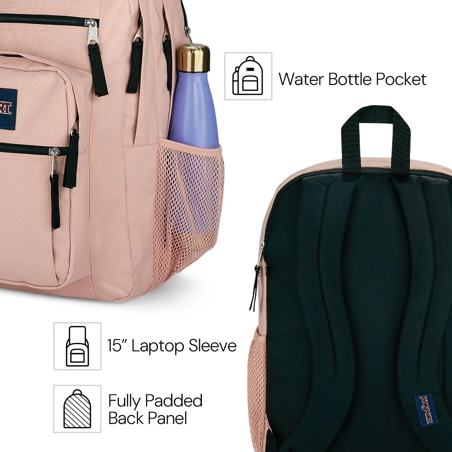 JanSport Laptop Backpack - Computer Bag with 2 Compartments, Ergonomic Shoulder Straps, 15 Laptop Sleeve, Haul Handle - Bad Bows