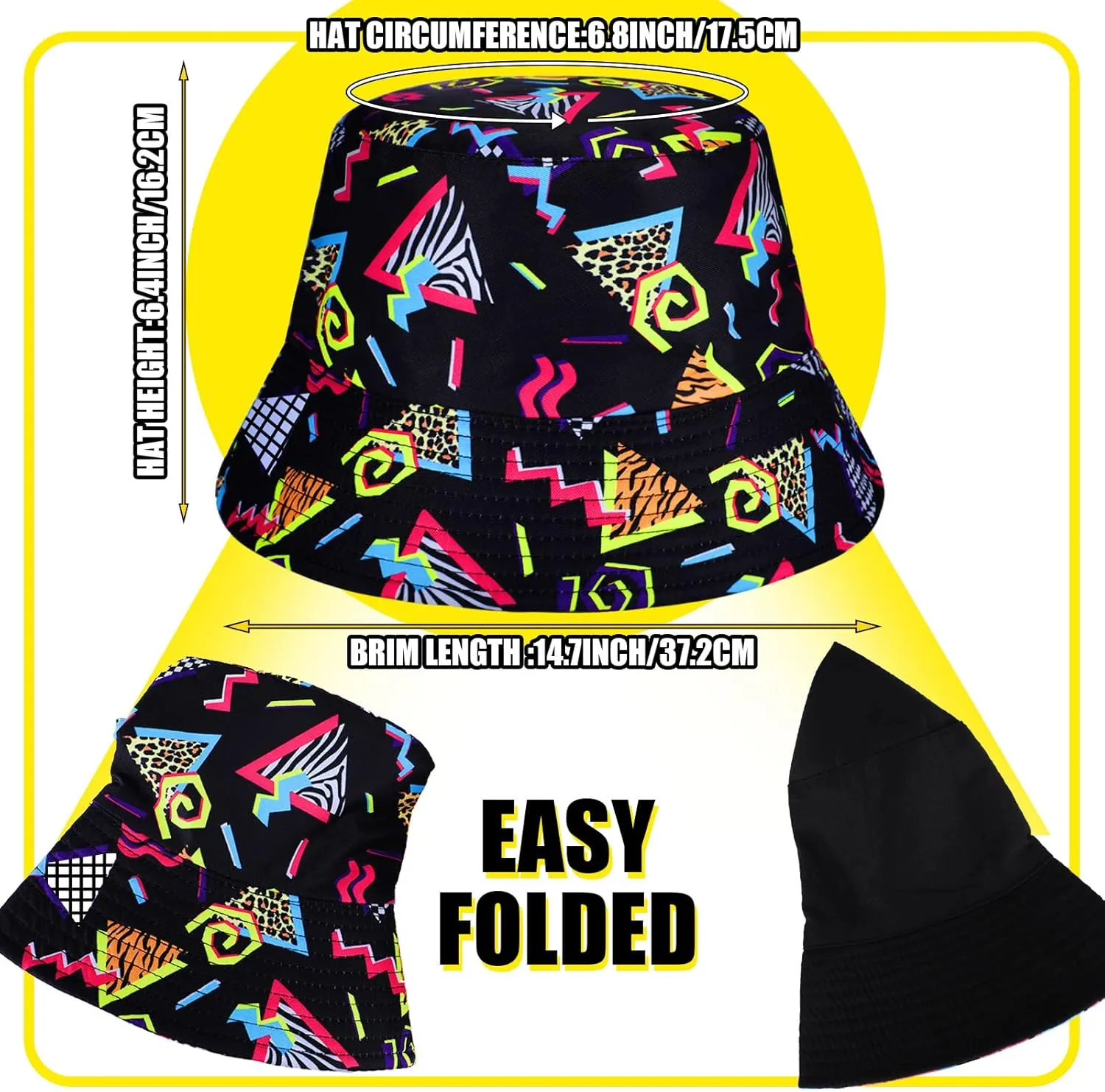 JenPen 2 Pcs 80s 90s Fanny Pack Bucket Hats Set for Men Women Retro Accessories for Summer Sports Party