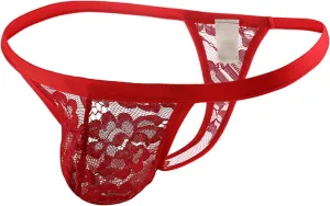 JEShifangjiusu Mens Sissy Lace Panties Hollow Floral Low Waist Boxer Briefs Underwear Sheer See Thru Bikini Underpant