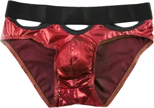 JEsilunmaMY Mens Shiny Leather Underwear Low Rise Hollow Out Bulge Pouch Boxer Briefs Athletic Supporter Jockstrap Underpants