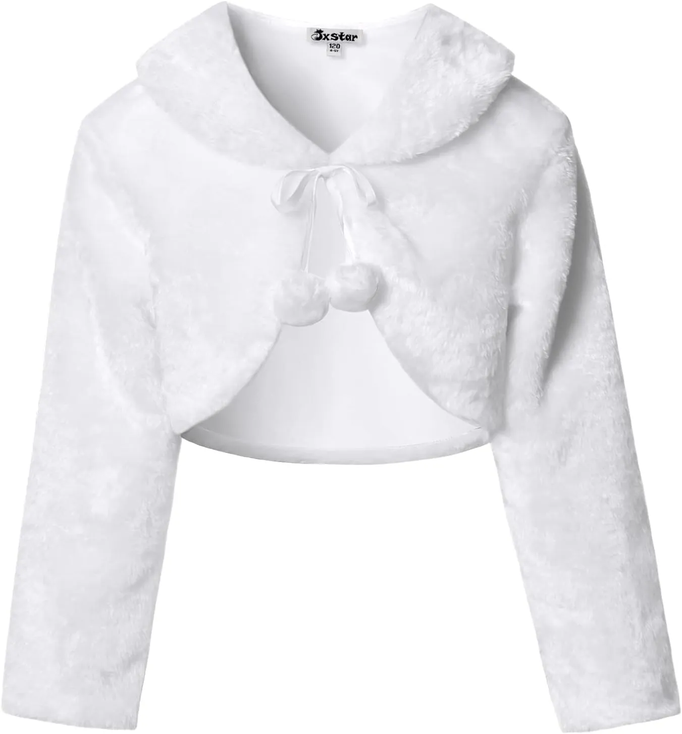 Jxstar Girls Faux Fur Bolero Shrugs White Winter Shawl Wrap Kids Dress Cover Up