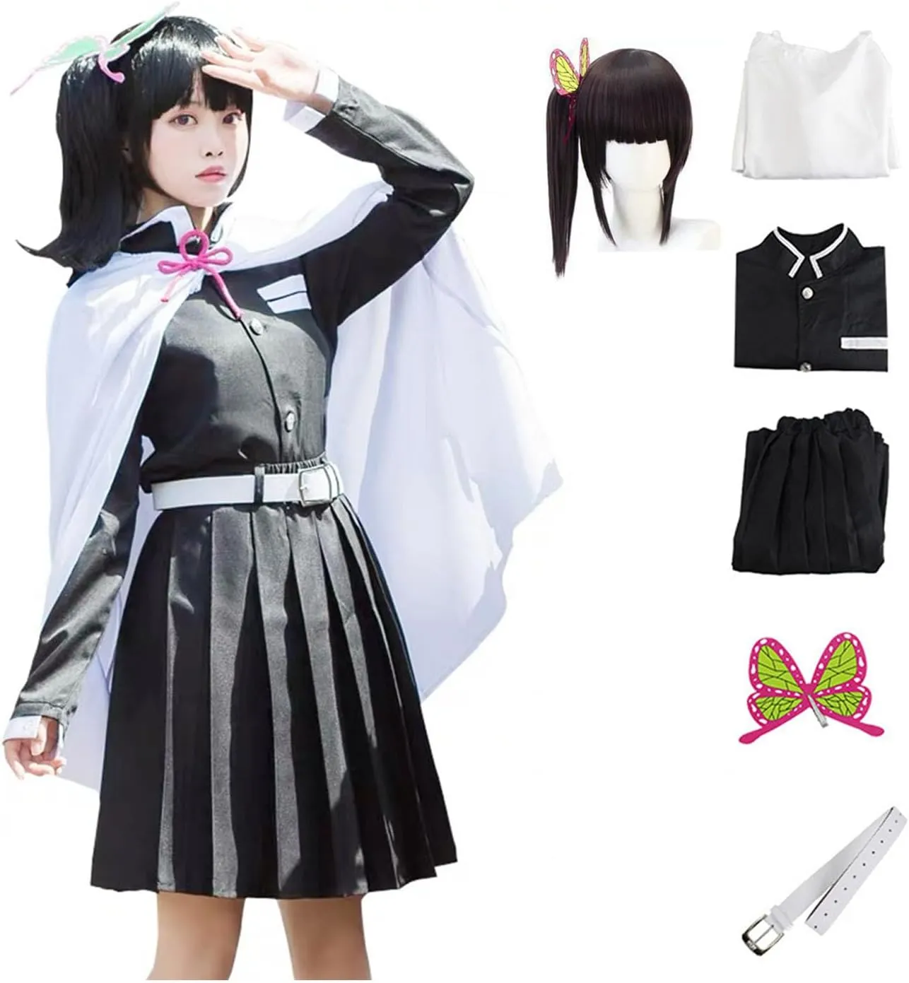 Kanao Tsuyuri Cosplay Costume Cloak Outfit Halloween Party Uniform Robe Cape Dress for Women