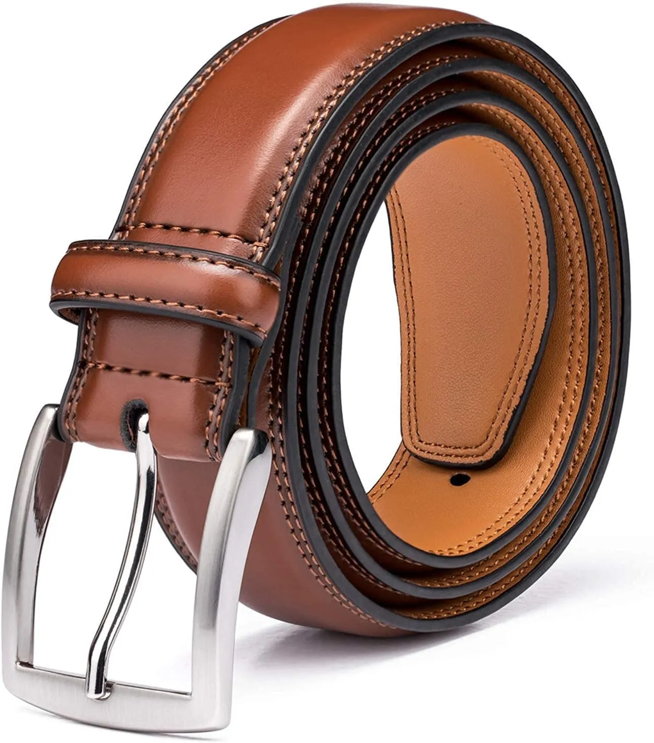 KM Legend Men's Leather Dress Belt-Classic & Fashion for Work Business and Casual