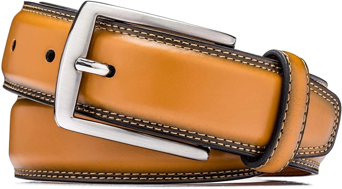 KM Legend Men's Leather Dress Belt-Classic & Fashion for Work Business and Casual