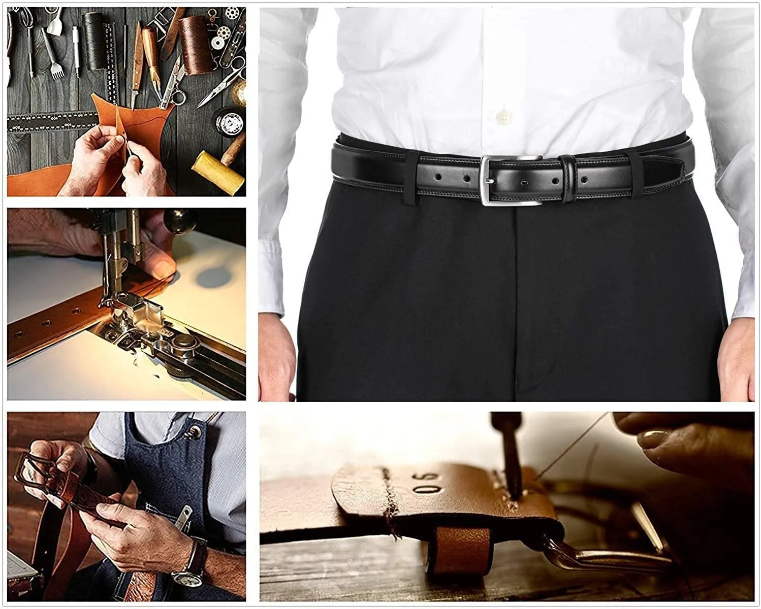 KM Legend Men's Leather Dress Belt-Classic & Fashion for Work Business and Casual