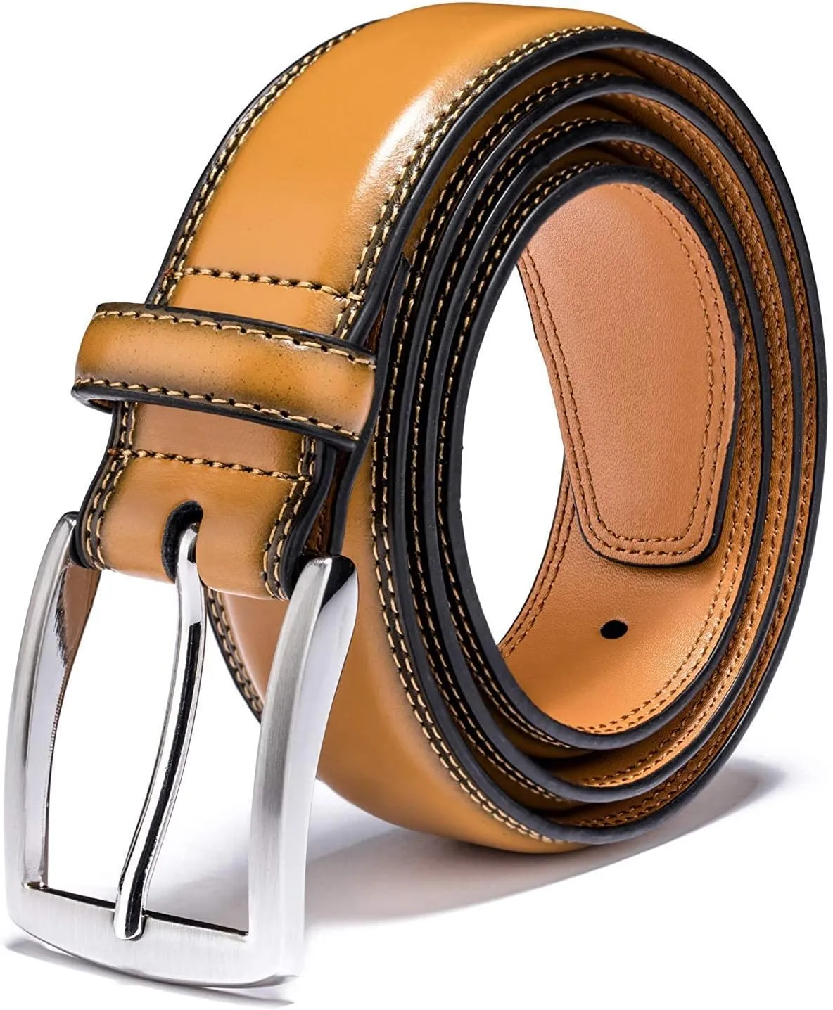 KM Legend Men's Leather Dress Belt-Classic & Fashion for Work Business and Casual
