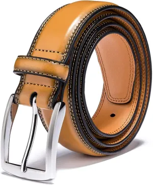 KM Legend Men's Leather Dress Belt-Classic & Fashion for Work Business and Casual