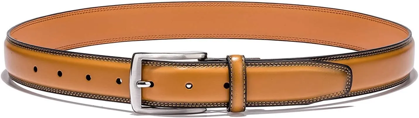 KM Legend Men's Leather Dress Belt-Classic & Fashion for Work Business and Casual