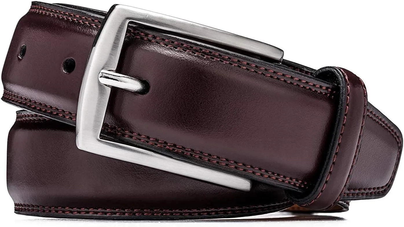 KM Legend Men's Leather Dress Belt-Classic & Fashion for Work Business and Casual
