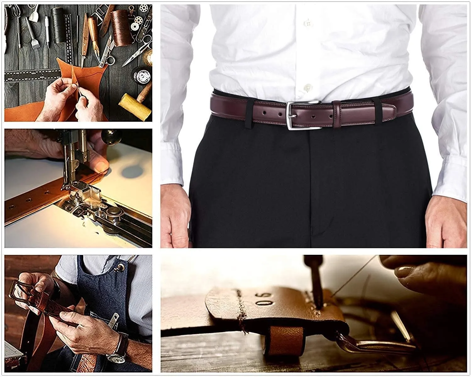 KM Legend Men's Leather Dress Belt-Classic & Fashion for Work Business and Casual