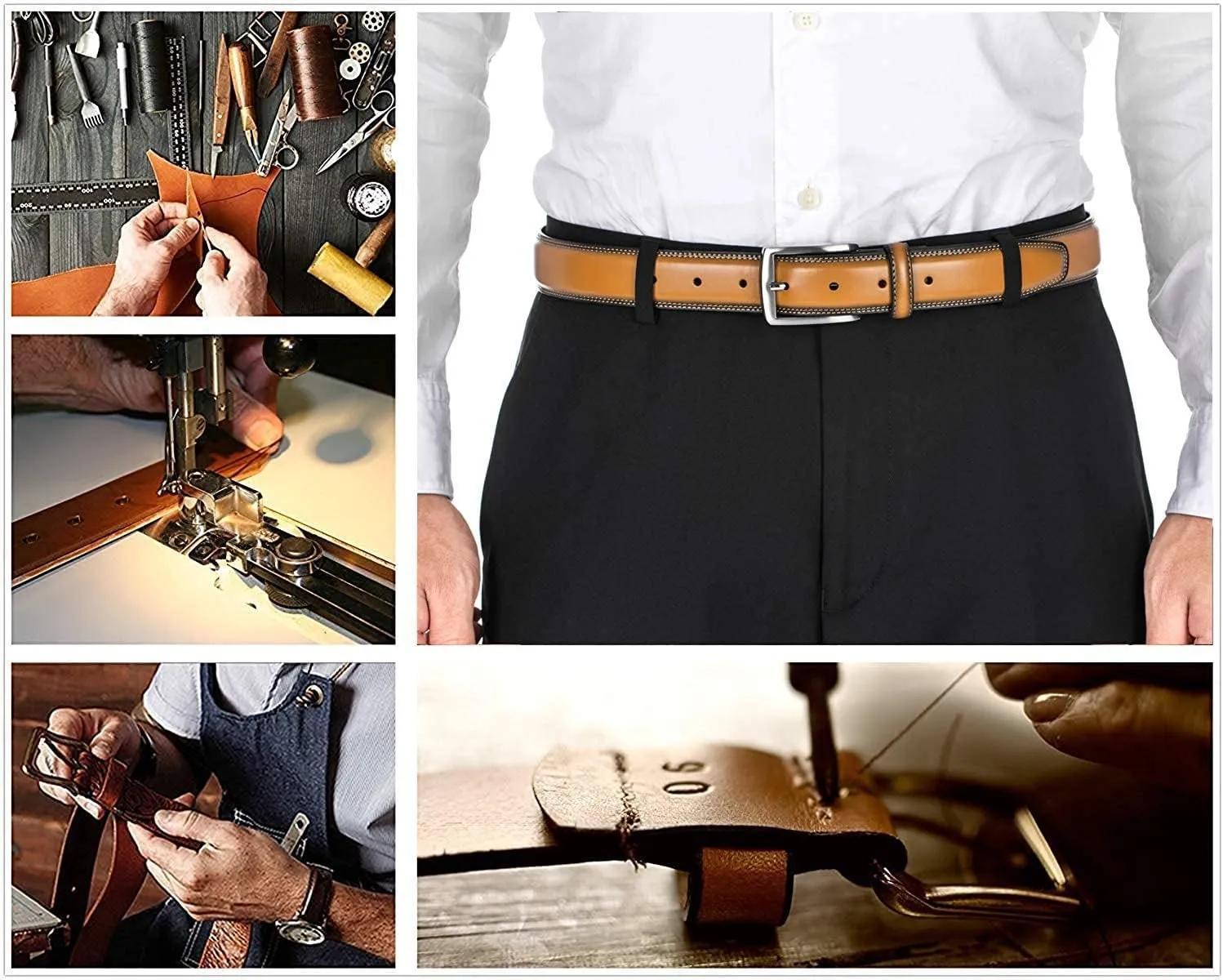 KM Legend Men's Leather Dress Belt-Classic & Fashion for Work Business and Casual
