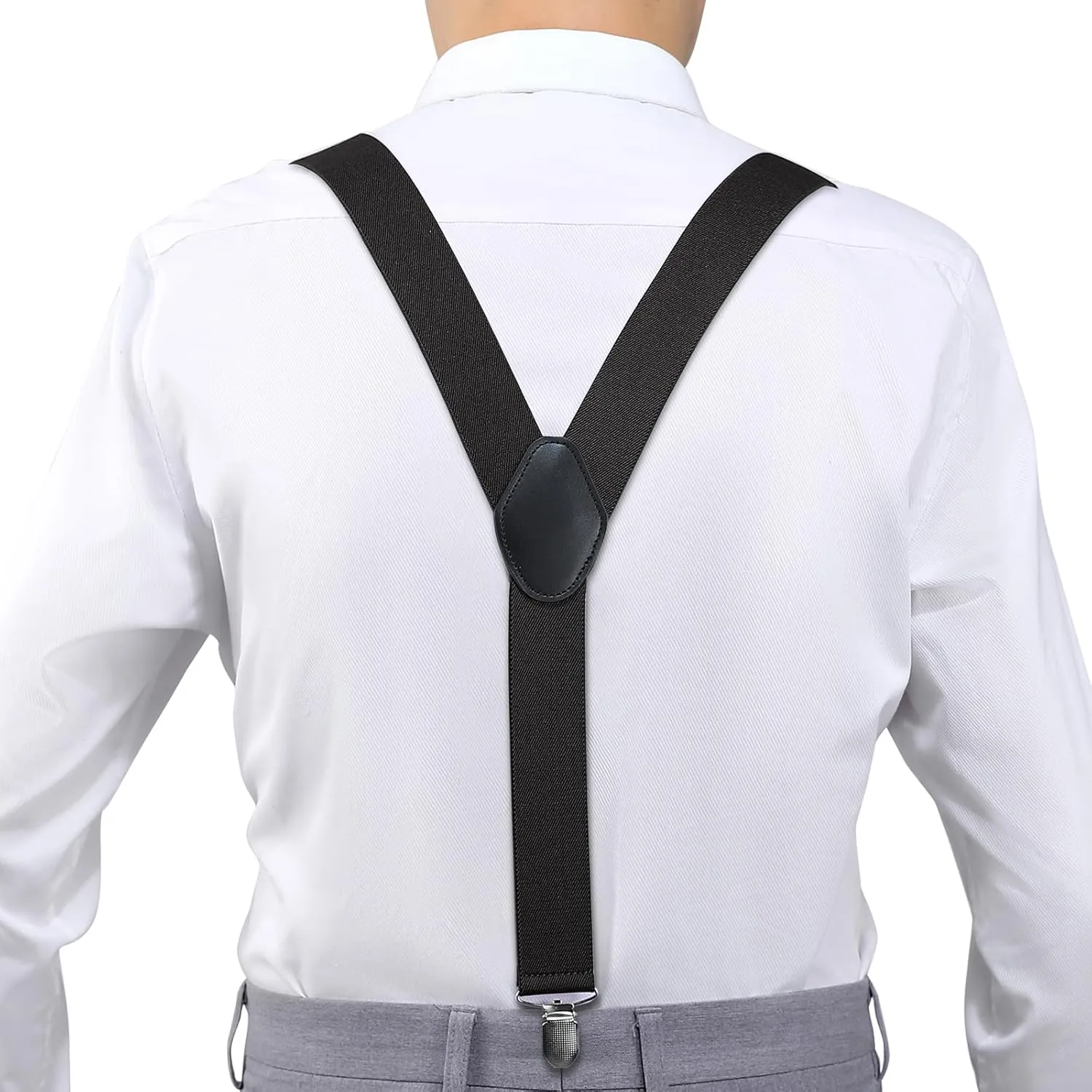 KOOELLE Suspenders for Men Heavy Duty Tuxedo Dress Pants 1.4 inch Solid Adjustable Elastic Y Back Mens Suspenders for Jeans