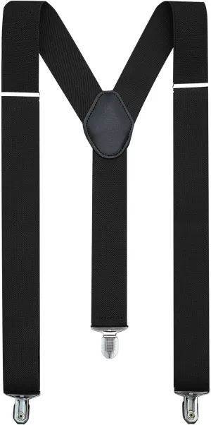 KOOELLE Suspenders for Men Heavy Duty Tuxedo Dress Pants 1.4 inch Solid Adjustable Elastic Y Back Mens Suspenders for Jeans