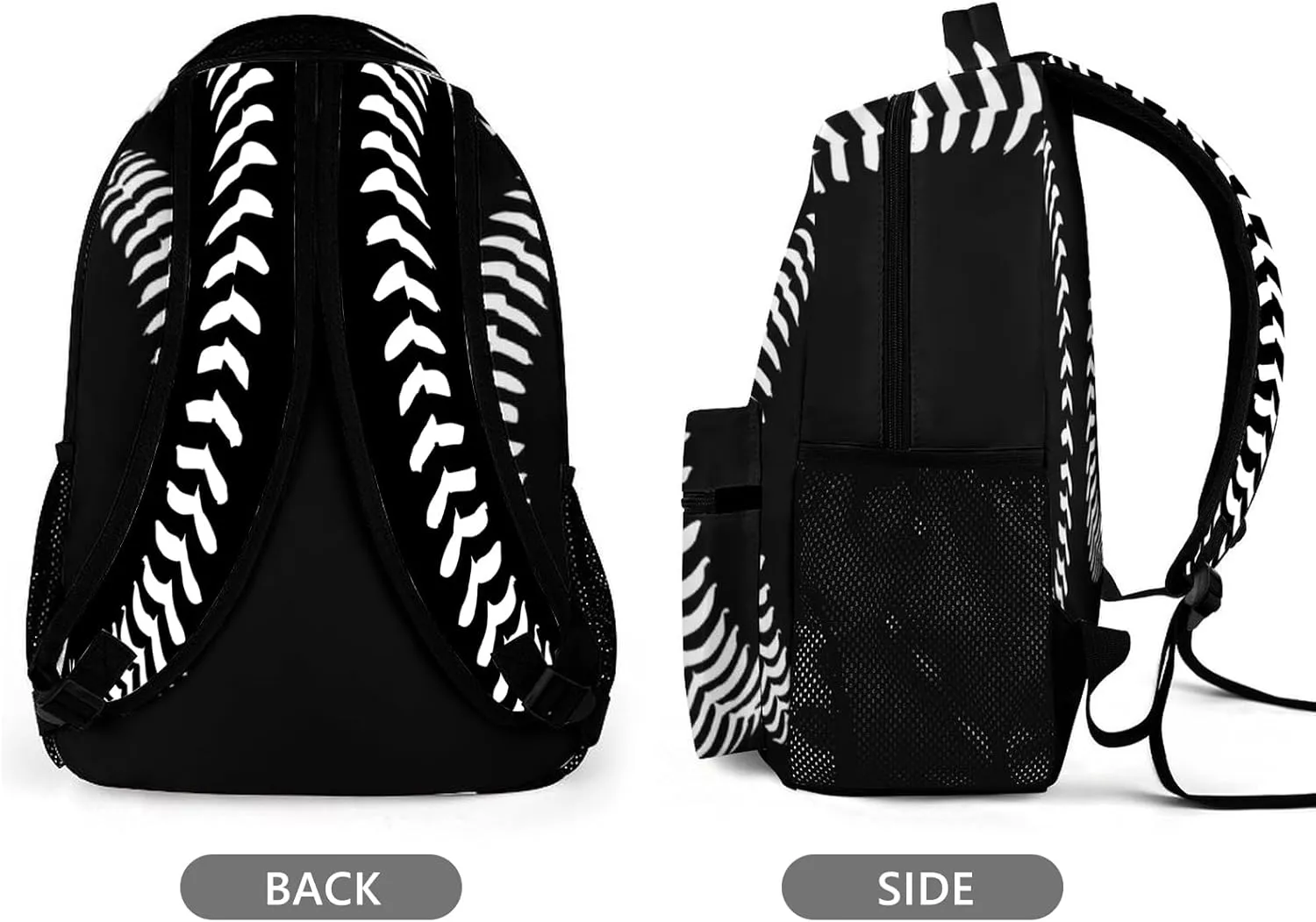 KOYI Baseball Backpack Boys Baseball Sports Softball American School Backpack, Kids Baseball Backpack for Boys Girls, Elementary Middle High School Bookbags Travel Backpack, 16.5Inch, Black White