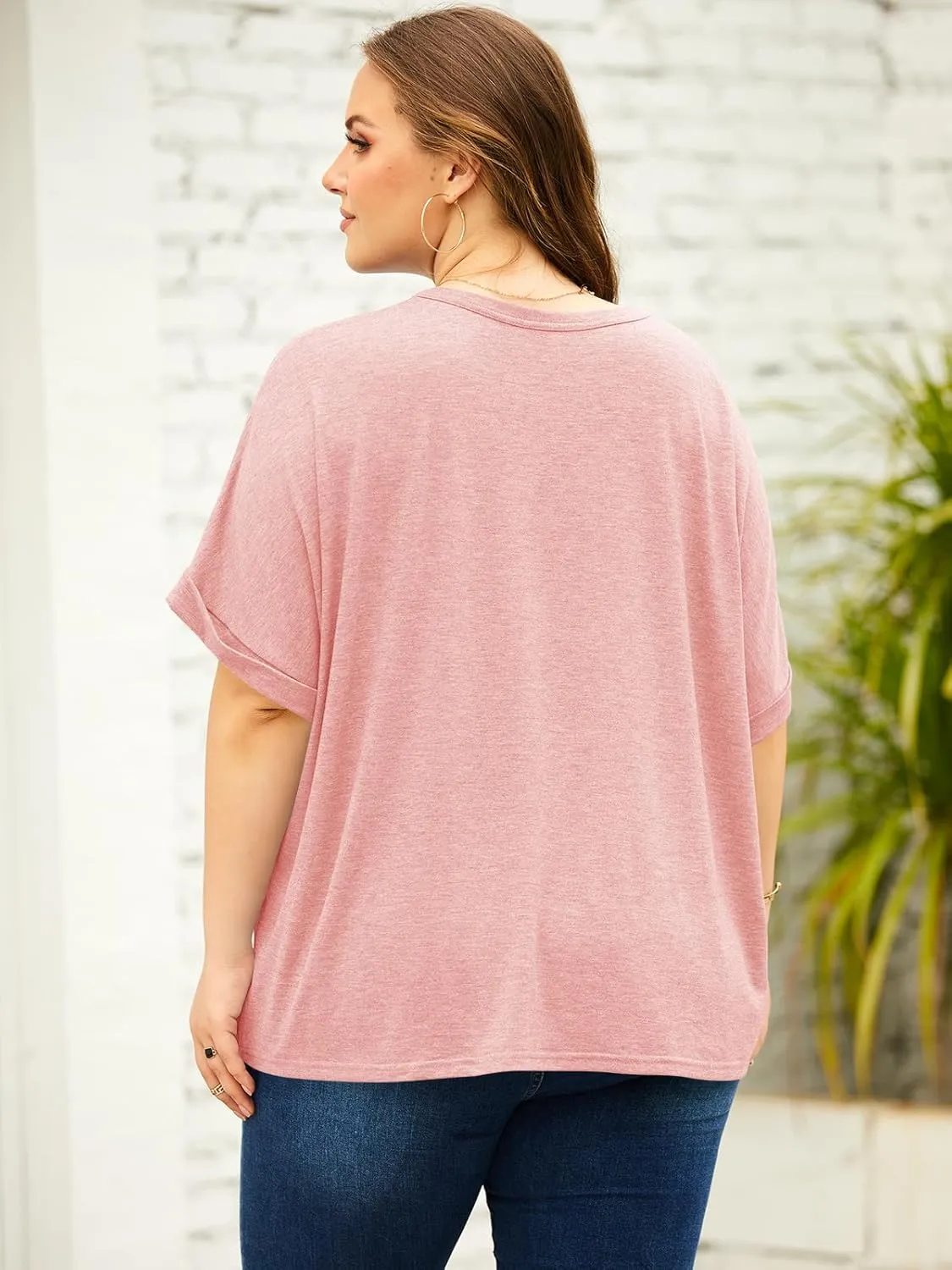 Langwyqu Womens Tops Oversized Tshirts Summer Short Sleeve T Shirts Casual Loose Fit Basic Tees
