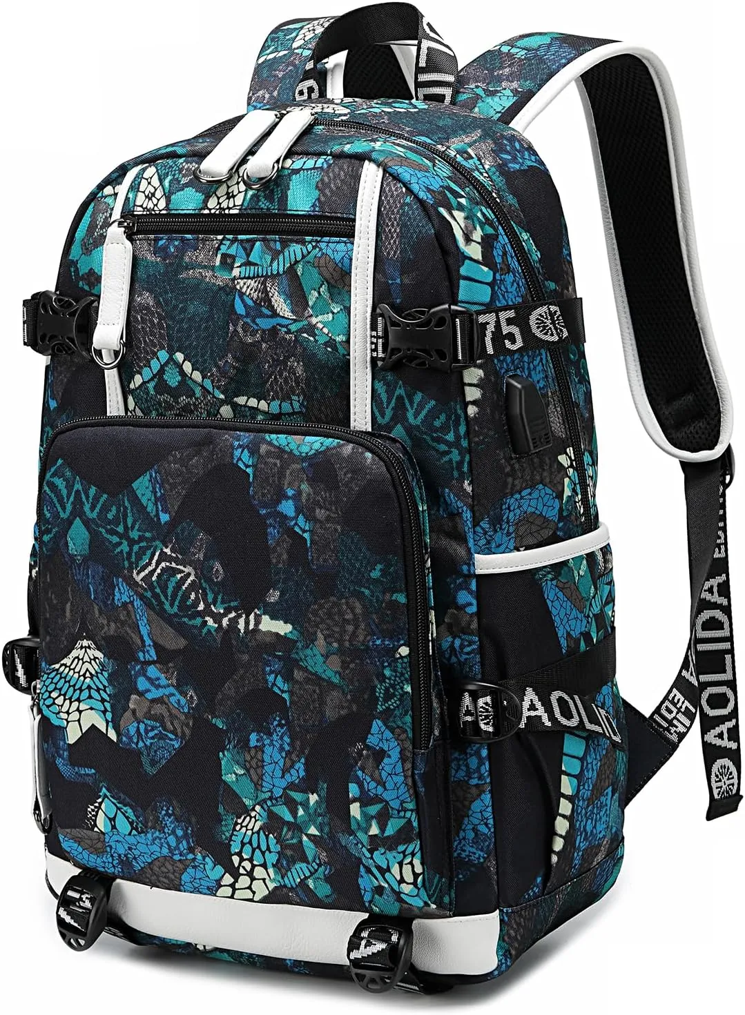 Large Capacity Custom Laptop Backpack With USB Charging Port, Personalized College Bag, Durable Outdoor Bags Mochila (Mixed Color Blue)