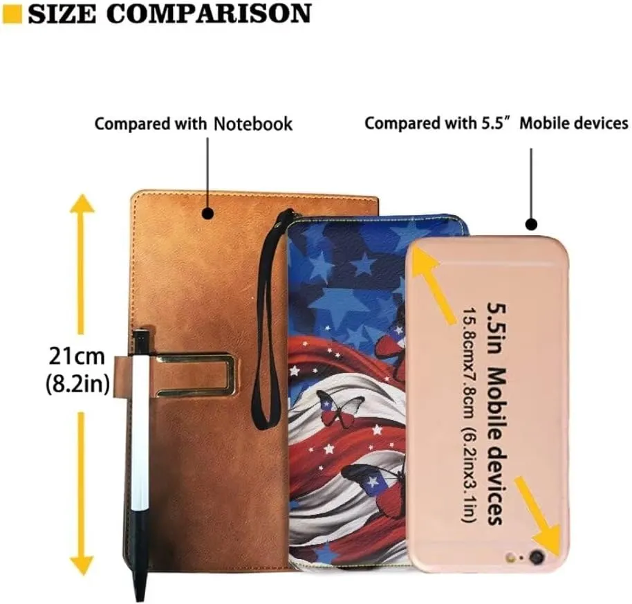 Leather Wristlet Wallet American Flag Butterfly Travel Purse Large Capacity Money Clips for Women Checkbook Cash Credit Card Holder Wallet