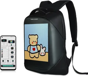 LED Backpack, Smart Dynamic Daypack with Programmable Screen Laptop Backpack Waterproof Commuter Bag for Travel Riding Work, 16 inch (black)