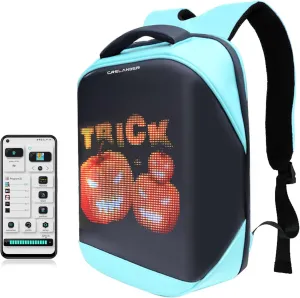 LED Backpack, Smart Dynamic Daypack with Programmable Screen Laptop Backpack Waterproof Commuter Bag for Travel Riding Work, 16 inch (blue)