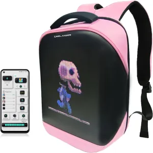 LED Backpack, Smart Dynamic Daypack with Programmable Screen Laptop Backpack Waterproof Commuter Bag for Travel Riding Work, 16 inch (pink)