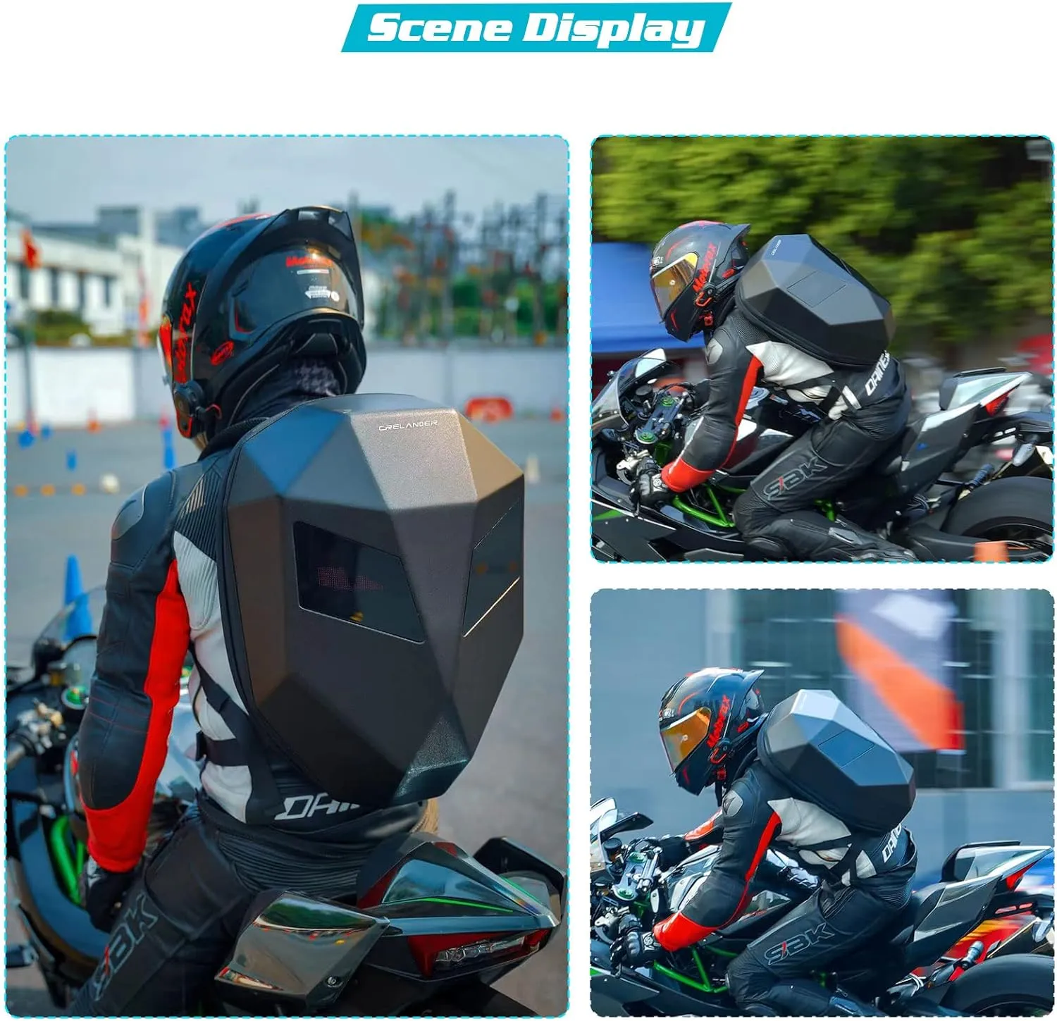 LED Motorcycle Backpack Programmable Helmet Bag Dynamic Laptop Backpack Shoulder Bag (big one)