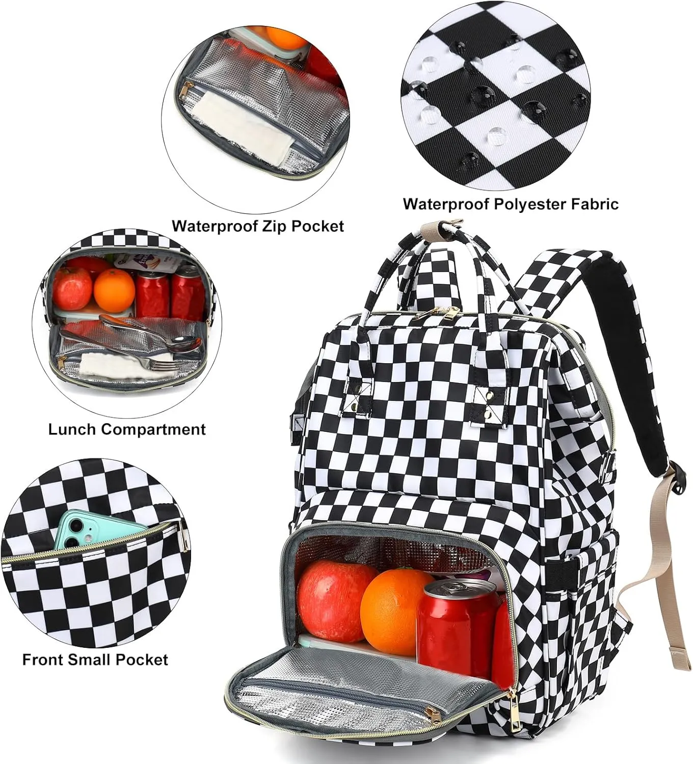 Leopard Lunch Backpack for Women, Insulated Cooler Work Business Laptop Backpacks Girls School Backpack College Bookbags