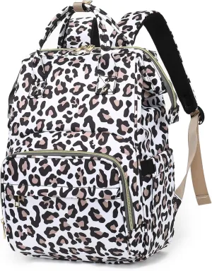 Leopard Lunch Backpack for Women, Insulated Cooler Work Business Laptop Backpacks Girls School Backpack College Bookbags