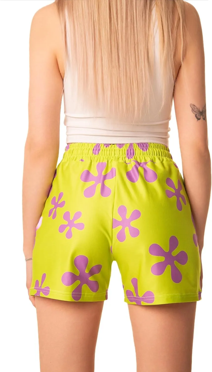 Lime Green Purple Star Shorts Trunks for Womens Adult Teens - Swim Suit Pink Halloween Costume Cosplay