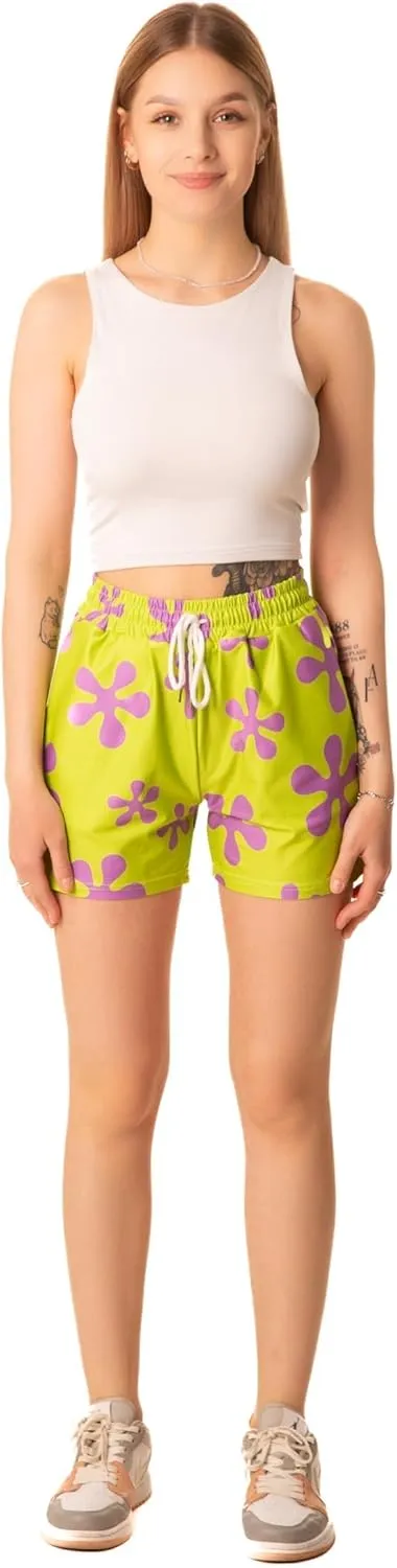 Lime Green Purple Star Shorts Trunks for Womens Adult Teens - Swim Suit Pink Halloween Costume Cosplay