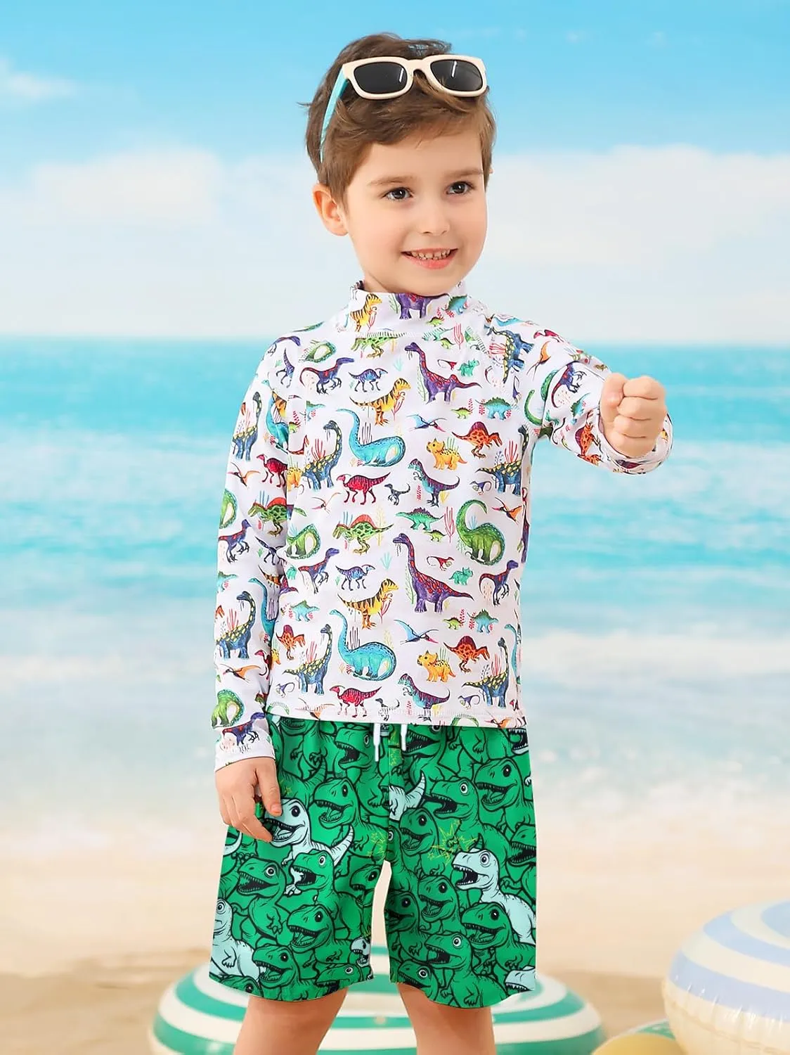 Little Boys Swim Trunks with Boxer Mesh Liner Swim Shorts Kids Quick Dry Bathing Suit Swimwear 4-12T