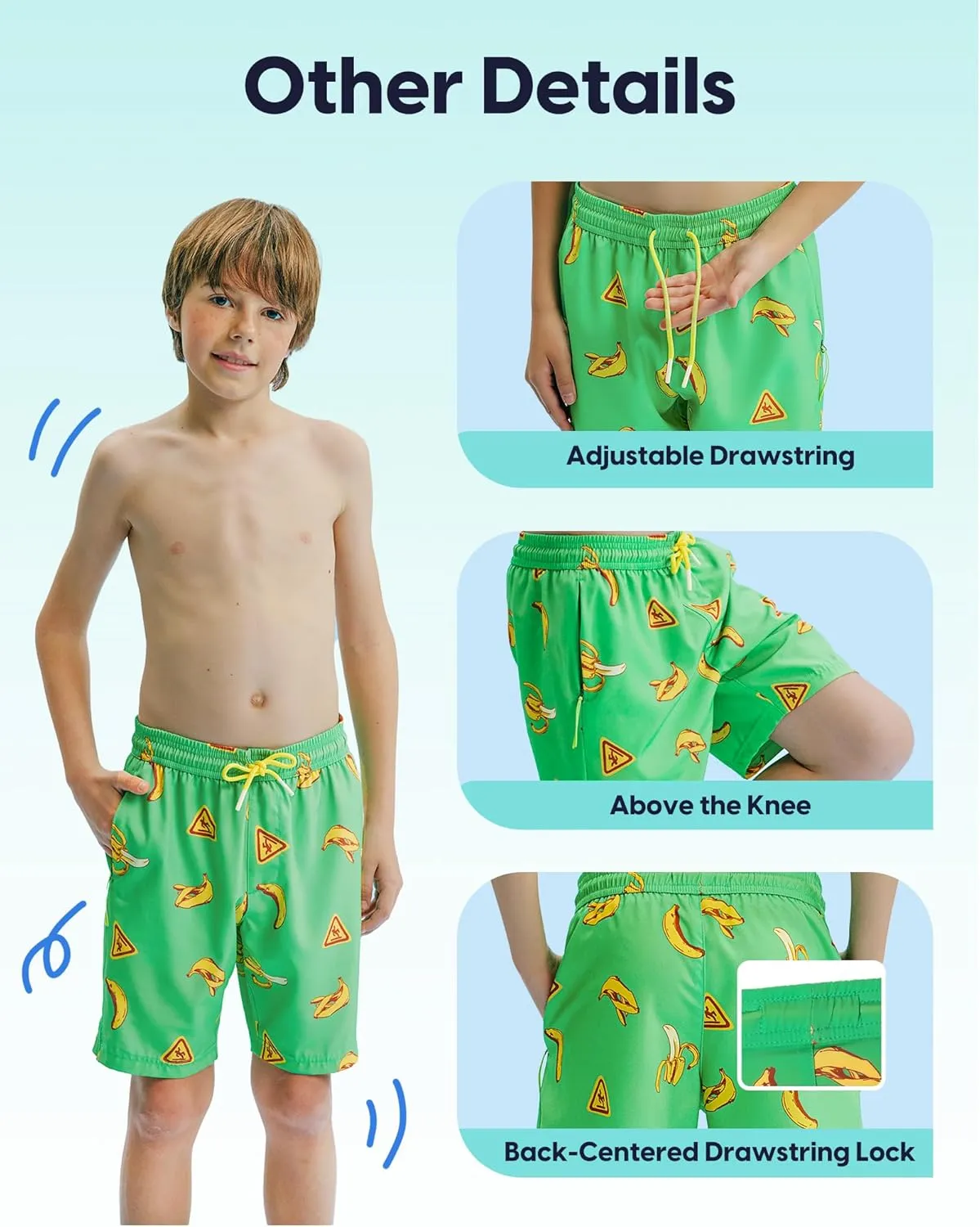 maamgic Boys Swim Trunks Compression Liner Stretch Teen Boy Swim Shorts Anti-Chafe Bathing Suits with Zipper Pockets