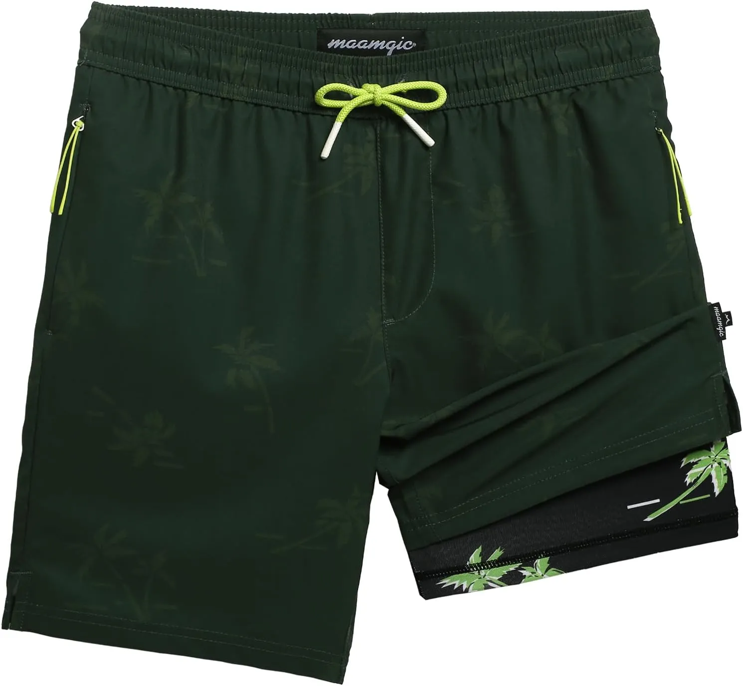maamgic Boys Swim Trunks Compression Liner Stretch Teen Boy Swim Shorts Anti-Chafe Bathing Suits with Zipper Pockets