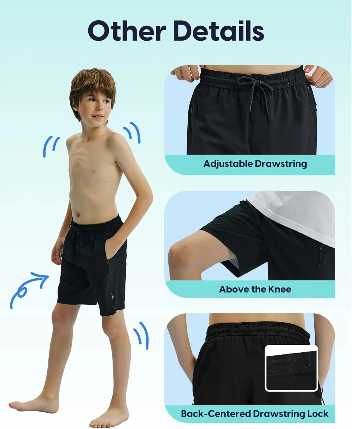 maamgic Boys Swim Trunks Compression Liner Stretch Teen Boy Swim Shorts Anti-Chafe Bathing Suits with Zipper Pockets