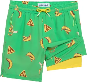 maamgic Boys Swim Trunks Compression Liner Stretch Teen Boy Swim Shorts Anti-Chafe Bathing Suits with Zipper Pockets