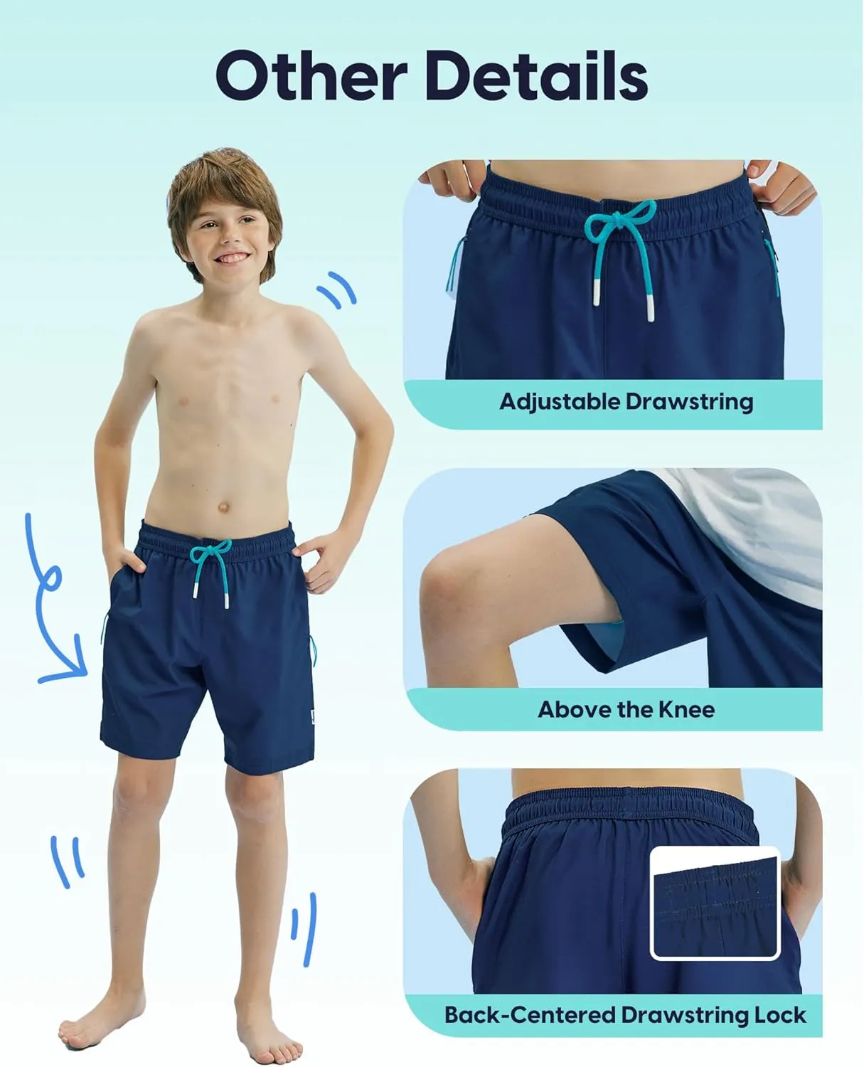 maamgic Boys Swim Trunks Compression Liner Stretch Teen Boy Swim Shorts Anti-Chafe Bathing Suits with Zipper Pockets