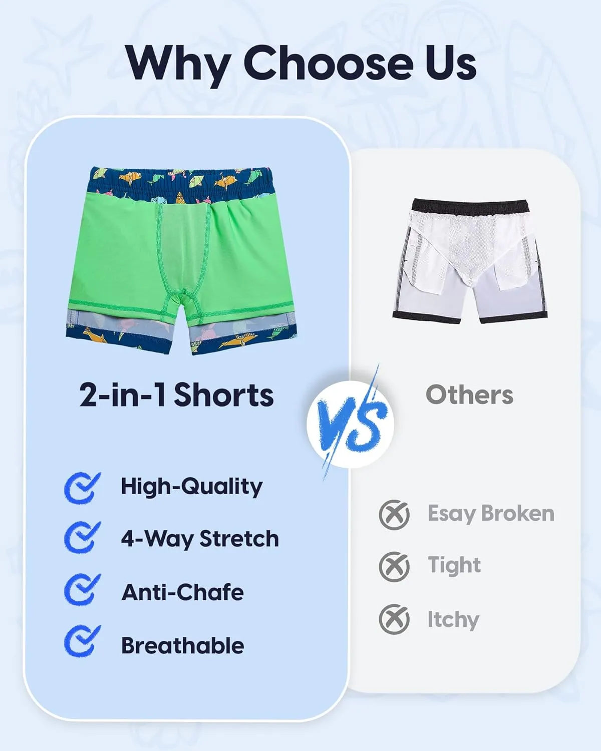 maamgic Boys Swim Trunks with Compression Liner Stretch Boy Swim Shorts Toddler Bathing Suit Swimsuit