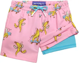 maamgic Boys Swim Trunks with Compression Liner Stretch Boy Swim Shorts Toddler Bathing Suit Swimsuit