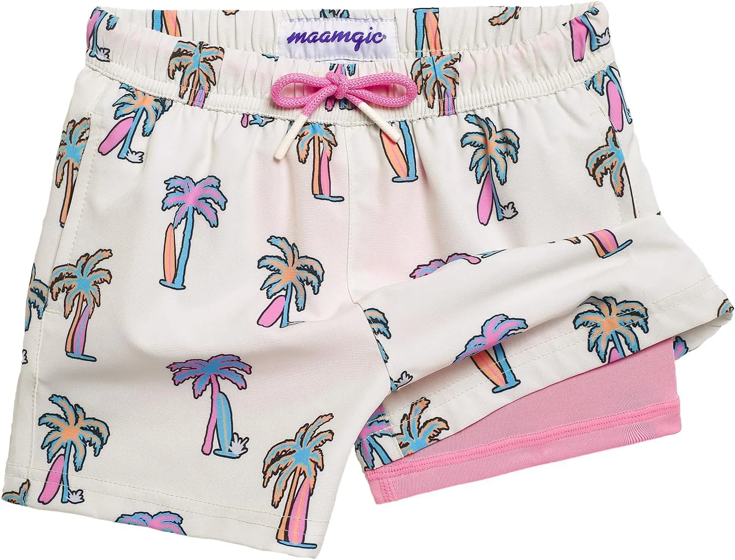 maamgic Boys Swim Trunks with Compression Liner Stretch Boy Swim Shorts Toddler Bathing Suit Swimsuit