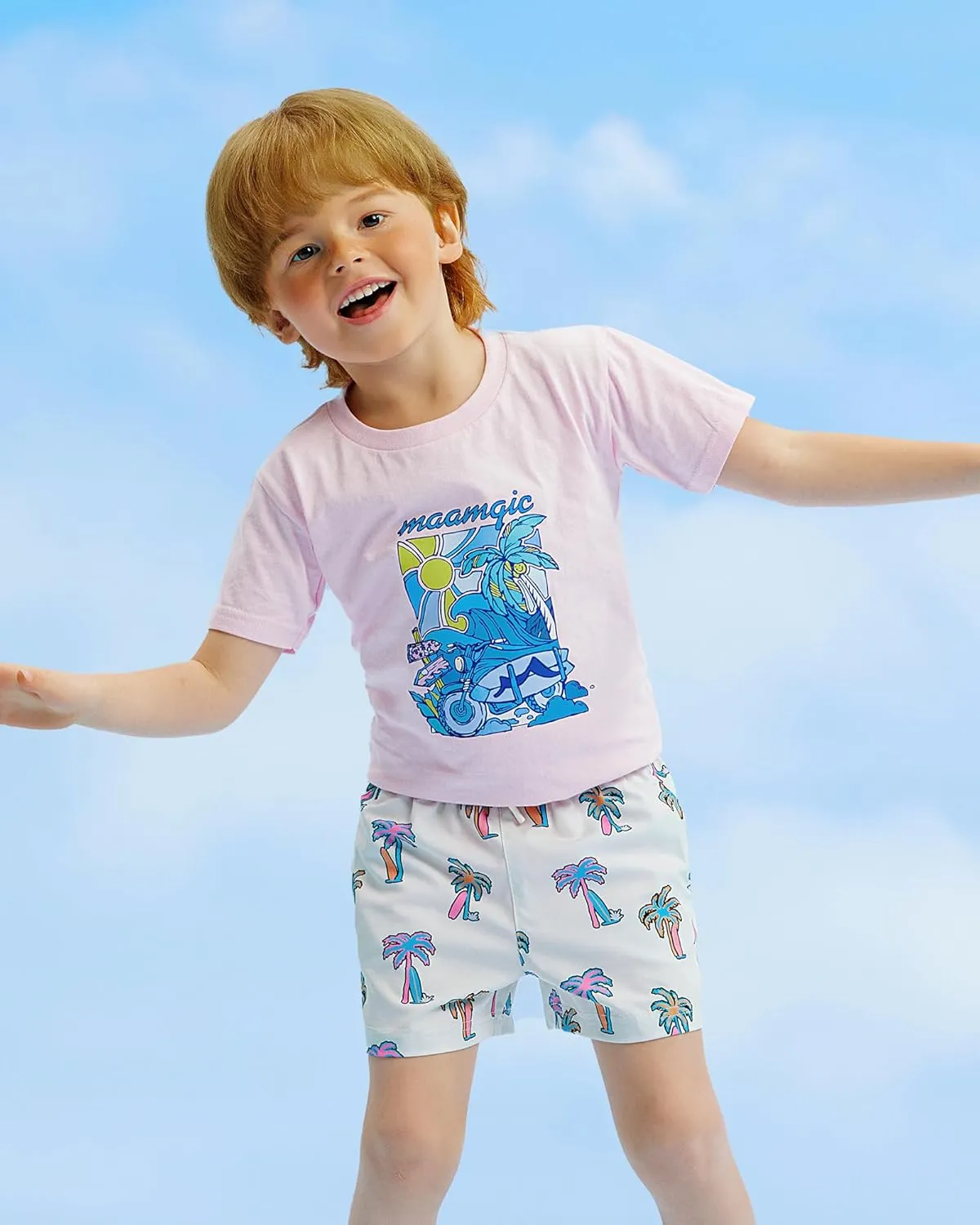 maamgic Boys Swim Trunks with Compression Liner Stretch Boy Swim Shorts Toddler Bathing Suit Swimsuit