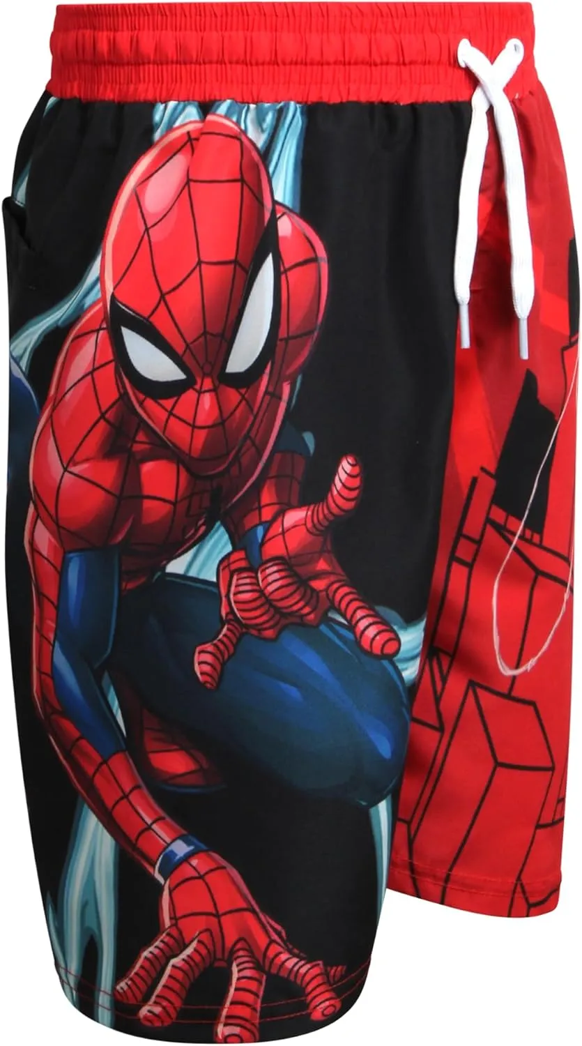 Marvel Boys Swim Trunks - Avengers Spiderman Captain America Hulk Iron Man Black Panther UPF 50  Quick Dry Boys Swim Shorts