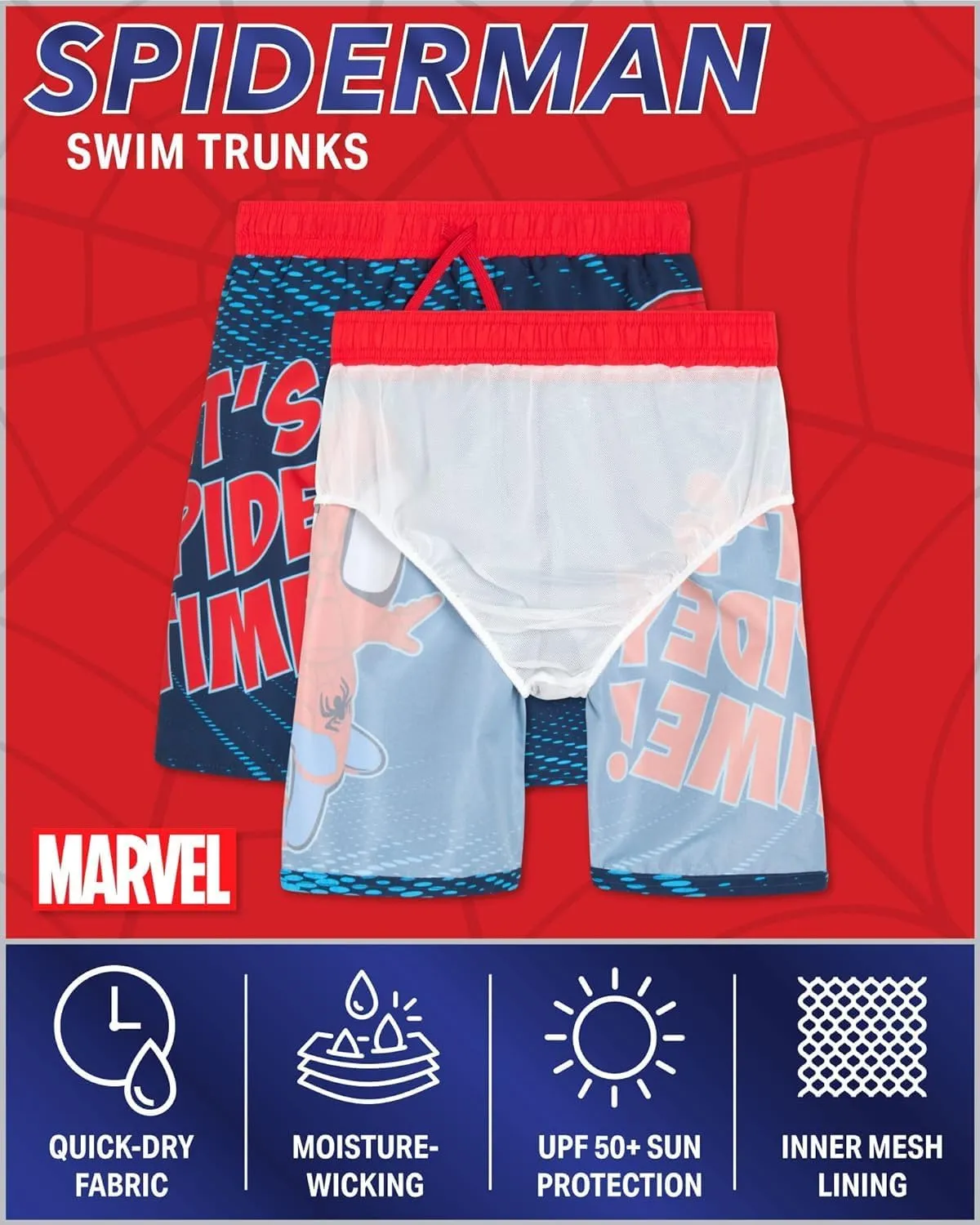 Marvel Boys Swim Trunks - Avengers Spiderman Captain America Hulk Iron Man Black Panther UPF 50  Quick Dry Boys Swim Shorts