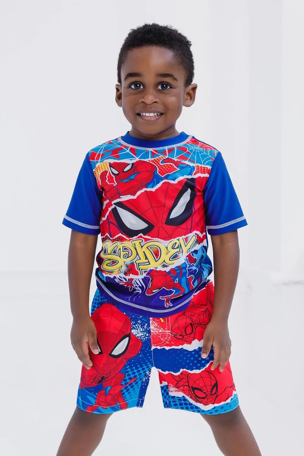 Marvel UPF 50  Pullover Rash Guard and Swim Trunks Outfit Set Toddler to Big Kid Sizes (2T - 18-20)