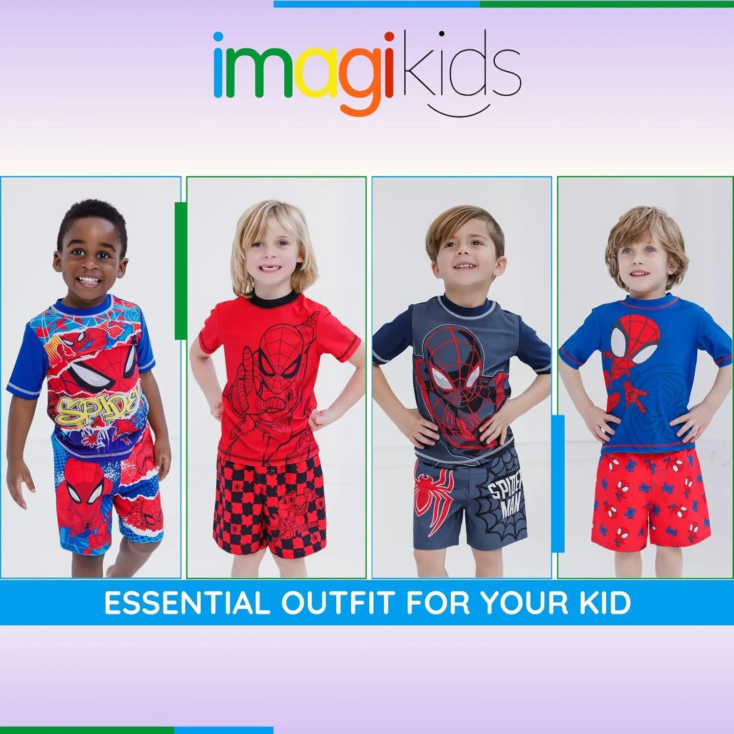 Marvel UPF 50  Pullover Rash Guard and Swim Trunks Outfit Set Toddler to Big Kid Sizes (2T - 18-20)