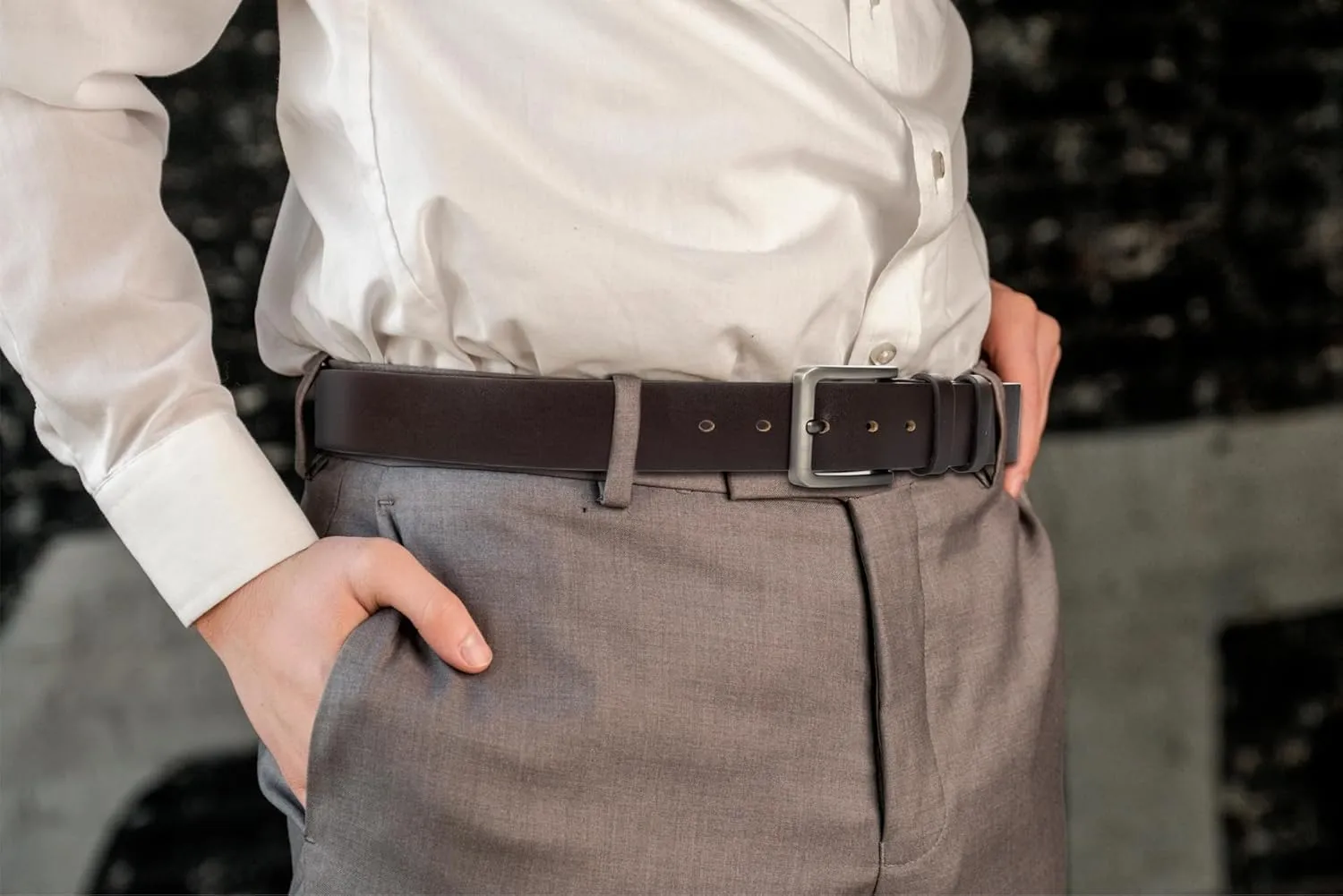 Mens Casual-Leather-Belt Classic-Adjustable Genuine-Leather Belts