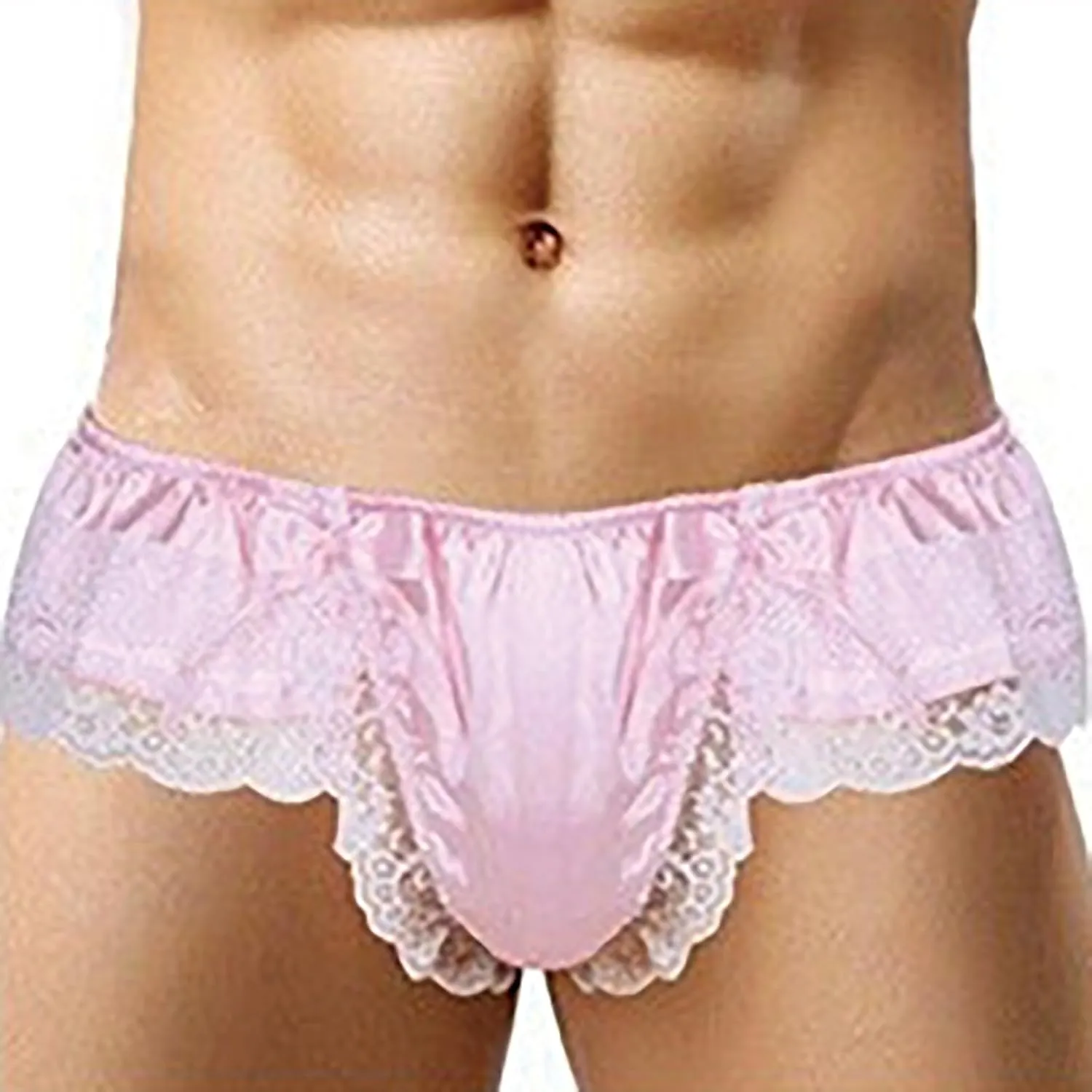Men's Lace Underwear Panties Boxer Briefs Breathable Cool Low Rise Stretch Thongs Underpant Sponge